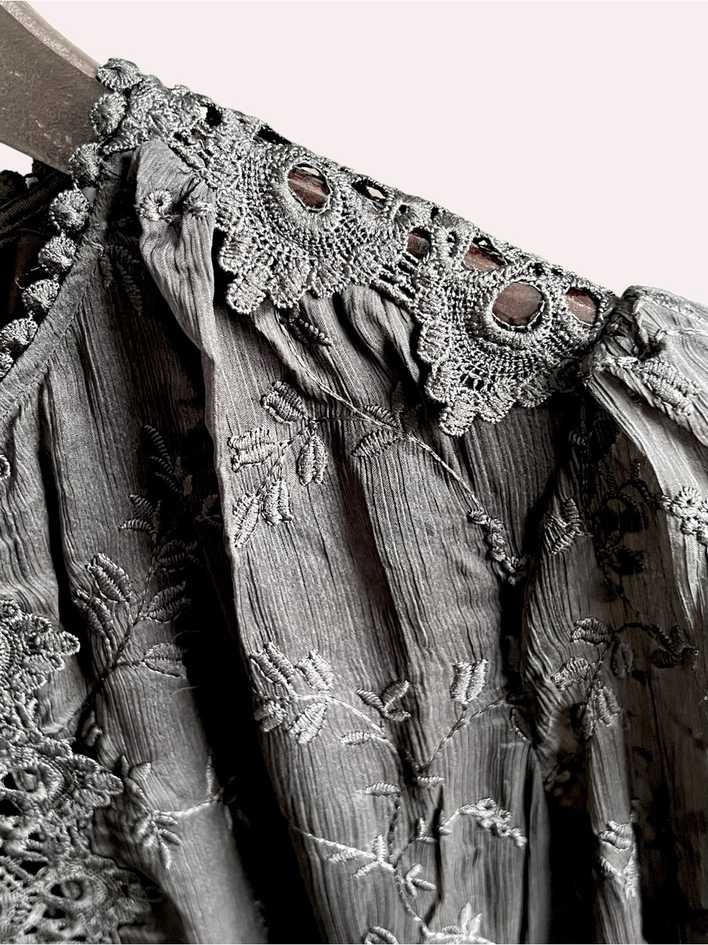 the clothing company Black Eyelet-Trim Crochet Embroidered Floral Mini Dress - Picture 5 of 10